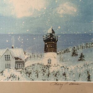 Mary Baum Artist Signed Winter Ocean Shore Wall Art Framed